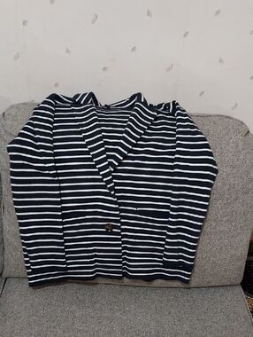 Ann Taylor Navy and White Striped Sweater